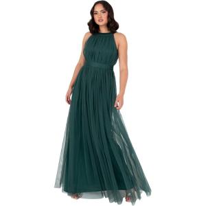 Anaya with LoveRobe Longue Robe De Soirée Robe Femme Chic Col Licou Long sans Manches avec Ceinture Robe De Bal Demoiselle d&rsquo;honneur(Emerald Green)