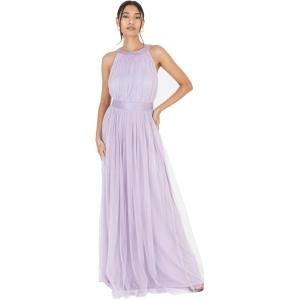 Anaya with LoveRobe Longue Robe De Soirée Robe Femme Chic Col Licou Long sans Manches avec Ceinture Robe De Bal Demoiselle d&rsquo;honneur(Lilas Pâle)
