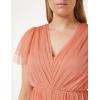 Anaya with Love Ladies Maxi Dress for Women Short Sleeve Evening Ball Gown Tiered V Neck Bow Tie Bridesmaid Wedding Guest Prom Long Robe Femme (Lot de 1)(Coral Pink)