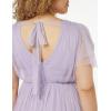 Anaya with Love Ladies Maxi Dress for Women Short Sleeve Evening Ball Gown Tiered V Neck Bow Tie Bridesmaid Wedding Guest Prom Long Robe Femme (Lot de 1)(Dusty Lilac)