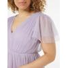 Anaya with Love Ladies Maxi Dress for Women Short Sleeve Evening Ball Gown Tiered V Neck Bow Tie Bridesmaid Wedding Guest Prom Long Robe Femme (Lot de 1)(Dusty Lilac)