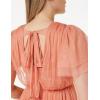 Anaya with Love Ladies Maxi Dress for Women Short Sleeve Evening Ball Gown Tiered V Neck Bow Tie Bridesmaid Wedding Guest Prom Long Robe Femme (Lot de 1)(Coral Pink)
