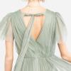 Anaya with Love Ladies Maxi Dress for Women Short Sleeve Evening Ball Gown Tiered V Neck Bow Tie Bridesmaid Wedding Guest Prom Long Robe Femme (Lot de 1)(Frosted Green)