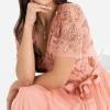 Maya Deluxe Womens Maxi Dress Ladies Ball Gown for Wedding Guest Embellished Tie Waist V Neck Bridesmaid Prom Evening Occasion Robe Femme(Apricot Blush)