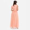 Maya Deluxe Womens Maxi Dress Ladies Ball Gown for Wedding Guest Embellished Tie Waist V Neck Bridesmaid Prom Evening Occasion Robe Femme(Apricot Blush)