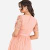 Maya Deluxe Womens Maxi Dress Ladies Ball Gown for Wedding Guest Embellished Tie Waist V Neck Bridesmaid Prom Evening Occasion Robe Femme(Apricot Blush)