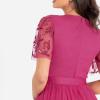 Maya Deluxe Womens Maxi Dress Ladies Ball Gown for Wedding Guest Embellished Tie Waist V Neck Bridesmaid Prom Evening Occasion Robe Femme(Fuchsia)