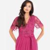 Maya Deluxe Womens Maxi Dress Ladies Ball Gown for Wedding Guest Embellished Tie Waist V Neck Bridesmaid Prom Evening Occasion Robe Femme(Fuchsia)