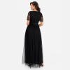 Maya Deluxe Womens Maxi Dress Ladies Ball Gown for Wedding Guest Embellished Tie Waist V Neck Bridesmaid Prom Evening Occasion Robe Femme(Noir)