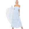 Anaya with Love Womens Ladies Maxi Dress Bardot Off Shoulder with Belt Long Empire Waist for Wedding Guest Prom Evening Gown Bridesmaid Robe Femme(Light Blue)