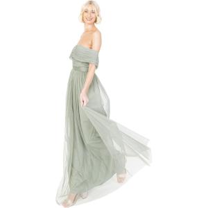 Anaya with Love Womens Ladies Maxi Dress Bardot Off Shoulder with Belt Long Empire Waist for Wedding Guest Prom Evening Gown Bridesmaid Robe Femme(Frosted Green)