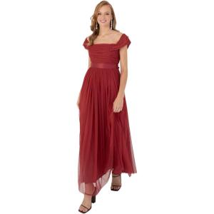 Anaya with Love Womens Ladies Maxi Dress Bardot Off Shoulder with Belt Long Empire Waist for Wedding Guest Prom Evening Gown Bridesmaid Robe Femme(Garent)
