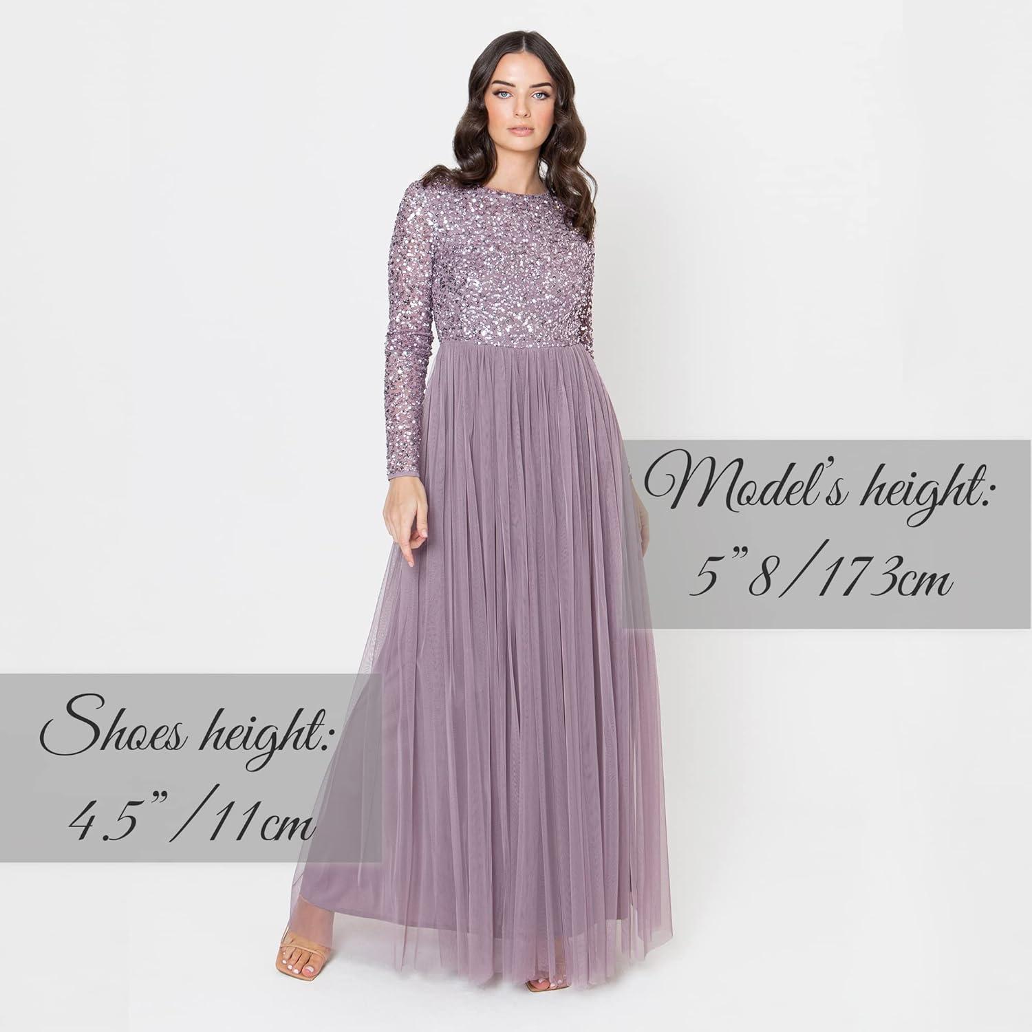 imageMaya Deluxe Maya Robe Longue Manches Longues pour Femme Taupe Blush Robe de Demoiselle dhonneur Femme Lot de 1Lilas Moody