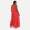 Anaya with Love Women&rsquo;s Maxi Dress Ladies One Shoulder Sleeveless Tiered Ruffle Waterfall A-Line Bridesmaid Wedding Guest Prom Ball Gown Femme(Rouge)