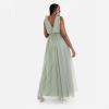 Anaya with Love Women&rsquo;s Maxi Dress Ladies Sleeveless V-Neck Sequin Embellished Tulle Ruffle Shoulder A-Line Bridesmaid Prom Ball Gown Robe Femme(Frosty Green)