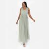 Anaya with Love Women&rsquo;s Maxi Dress Ladies Sleeveless V-Neck Sequin Embellished Tulle Ruffle Shoulder A-Line Bridesmaid Prom Ball Gown Robe Femme(Frosty Green)