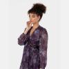 Anaya with Love Women&rsquo;s Midaxi Dress Ladies Long Blouson Sleeve V-Neck Tiered Pleated Lace Insert Empire A-Line Wedding Guest Evening Femme(Purple Floral)