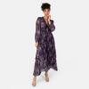 Anaya with Love Women&rsquo;s Midaxi Dress Ladies Long Blouson Sleeve V-Neck Tiered Pleated Lace Insert Empire A-Line Wedding Guest Evening Femme(Purple Floral)