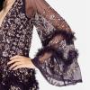 Maya Deluxe Ladies Womens Maxi Dress V Neckline Sequin with Ruffle Empire Waist Slit Split for Prom Ball Bridesmaid Wedding Guest Robes Femme (Lot de 1)(Berry)