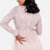 Maya Deluxe Maya Robe Longue À Manches Longues pour Femme Taupe Blush Robe de Demoiselle d&rsquo;honneur Femme (Lot de 1)(Rose Givré.)