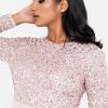 Maya Deluxe Maya Robe Longue À Manches Longues pour Femme Taupe Blush Robe de Demoiselle d&rsquo;honneur Femme (Lot de 1)(Rose Givré.)