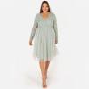 Maya Deluxe Robe Midi À Manches Longues avec Décolleté Plongeant en V et Paillettes pour Femme Demoiselle d&rsquo;honneur(Lys Vert.)