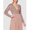 Maya Deluxe Robe Midi À Manches Longues avec Décolleté Plongeant en V et Paillettes pour Femme Demoiselle d&rsquo;honneur(Pale Mauve)