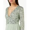 Maya Deluxe Robe d&rsquo;invité de Mariage à Manches Longues et col en V pour Femme Vert(Green Lily)
