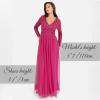 Maya Deluxe Robe d&rsquo;invitée de Mariage Femme Manches Longues et col V Vert(Fuschia)