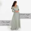 Maya Deluxe Robe d&rsquo;invitée de Mariage Femme Manches Longues et col V Vert(Lys Vert)