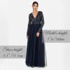 Maya Deluxe Robe d&rsquo;invitée de Mariage Femme Manches Longues et col V Vert(Navy)