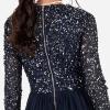 Maya Deluxe Robe d&rsquo;invitée de Mariage Femme Manches Longues et col V Vert(Navy)