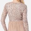 Maya Deluxe Robe d&rsquo;invitée de Mariage Femme Manches Longues et col V Vert(Taupe Blush)