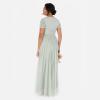 Maya Deluxe Women&rsquo;s Ladies Maxi Dress Sequin Embellished Floral V-Neck Short Sleeve Tulle Skirt A-Line for Wedding Guest Ball Gown Robe Femme(Green Lily)