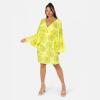 Maya Deluxe Women&rsquo;s Ladies Midi Dress Cape Sleeve Plunge V-Neck Knee-Length Floral Embellished A-Line for Wedding Guest Occasion Robe Femme (Lot de 1)(Lime Green)