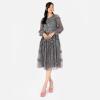 Maya Deluxe Women&rsquo;s Midi Dress Ladies Long Sleeve Sequin Embellished Ruffle for Wedding Guest Bridesmaid Occasion Evening Ball Gown Femme(Anthracite)