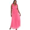 Anaya with Love Women&rsquo;s Maxi Dress Ladies Sleeveless V-Neck Sequin Embellished Tulle Ruffle Shoulder A-Line Bridesmaid Prom Ball Gown Robe Femme(Hot Pink)