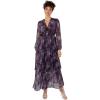 Anaya with Love Women&rsquo;s Midaxi Dress Ladies Long Blouson Sleeve V-Neck Tiered Pleated Lace Insert Empire A-Line Wedding Guest Evening Femme(Purple Floral)