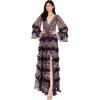 Maya Deluxe Ladies Womens Maxi Dress V Neckline Sequin with Ruffle Empire Waist Slit Split for Prom Ball Bridesmaid Wedding Guest Robes Femme (Lot de 1)(Berry)