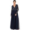 Maya Deluxe Robe d&rsquo;invitée de Mariage Femme Manches Longues et col V Vert(Navy)