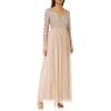 Maya Deluxe Robe d&rsquo;invitée de Mariage Femme Manches Longues et col V Vert(Taupe Blush)