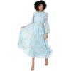 Maya Deluxe Women&rsquo;s Midaxi Dress Ladies Long Puff Sleeve Round Neck Floral Sequin Embellished Tulle A-Line Bridesmaid Wedding Guest Robe Femme (Lot de 1)(Sky Blue)