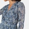 Anaya with Love Women&rsquo;s Midaxi Dress Ladies V-Neck Wrap Long Sleeves Floral Sequin Embellished for Wedding Guest Party Occasion Evening Robe Femme(Bleu)