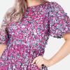 Maya Deluxe Women&rsquo;s Ladies Dress for Special Ocassions Midi Baloon Sleeve Crew Neck Fully Sequin Embellished for Wedding Guest Prom(Lilas)