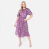 Maya Deluxe Women&rsquo;s Ladies Dress for Special Ocassions Midi Baloon Sleeve Crew Neck Fully Sequin Embellished for Wedding Guest Prom(Lilas)