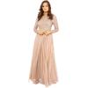 Maya Deluxe Womens Ladies Petite Maxi Dress for Wedding Guest Long Sleeves Sequins Empire High Waist Embellishment Boat Neck Prom Robe Femme (Lot de 1)(Taupe Blush)
