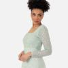 Maya Deluxe Women&rsquo;s Midaxi Dress Ladies Long Sheer Sleeve Square Neck Sequin Embellished Split Empire Waist A-Line Wedding Guest Robe Femme(Mint Green)
