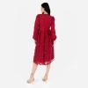 Maya Deluxe Womens Midi Dress Ladies Floral Embroidered Lace Long Sleeve V-Neck for Wedding Guest Bridesmaid Prom Occasion Ball Gown Robes Femme (Lot de 1)(Wine)