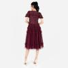 Maya Deluxe Women&rsquo;s Midi Dress Ladies Sequin Embellished Short Sleeve Ruffle for Wedding Guest Bridesmaid Occasion Evening Ball Gown Robes Femme(Wine)