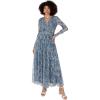 Anaya with Love Women&rsquo;s Midaxi Dress Ladies V-Neck Wrap Long Sleeves Floral Sequin Embellished for Wedding Guest Party Occasion Evening Robe Femme(Bleu)